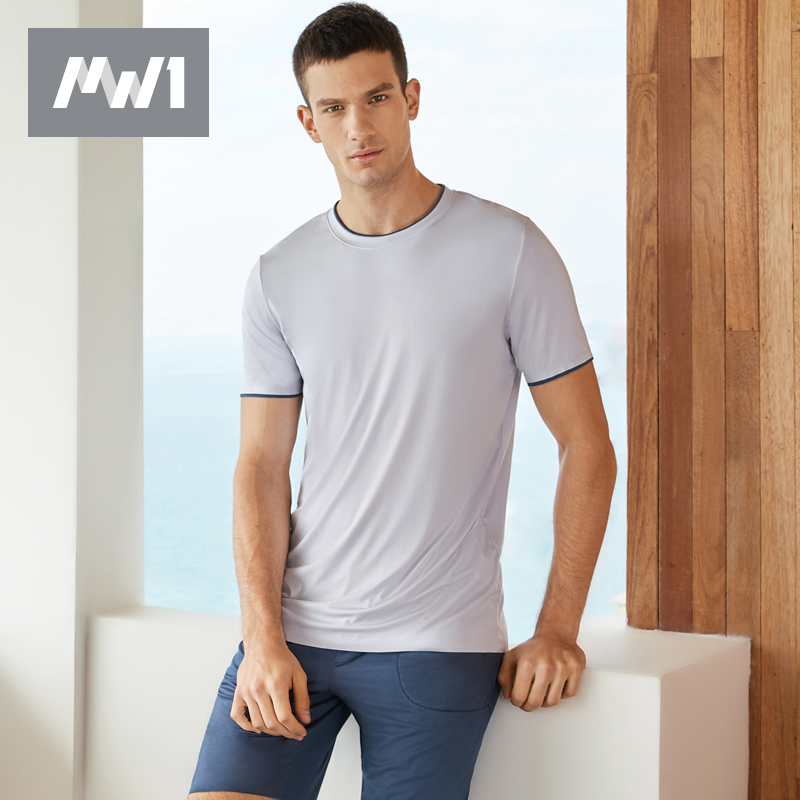 曼妮芬男士MW1夏季睡衣透气短袖家居服 薄款可外穿运动服休闲套装