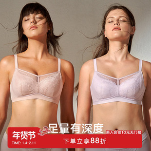 微瑕疵不可退换曼妮芬无钢圈大杯文胸薄款女士大胸显小内衣