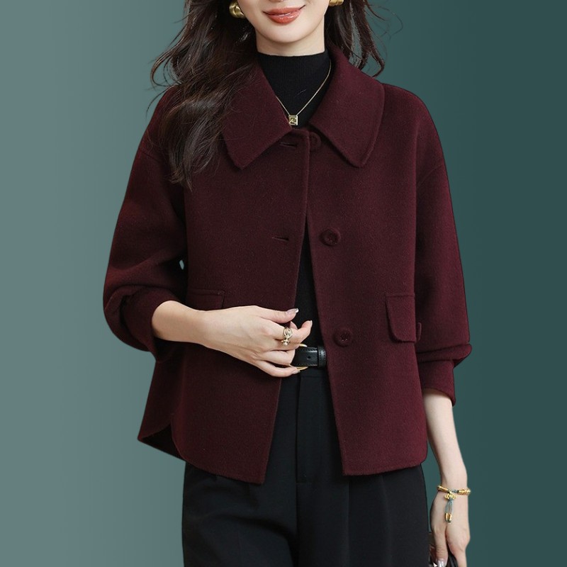 秋冬羊毛呢大衣短款中年女装外套