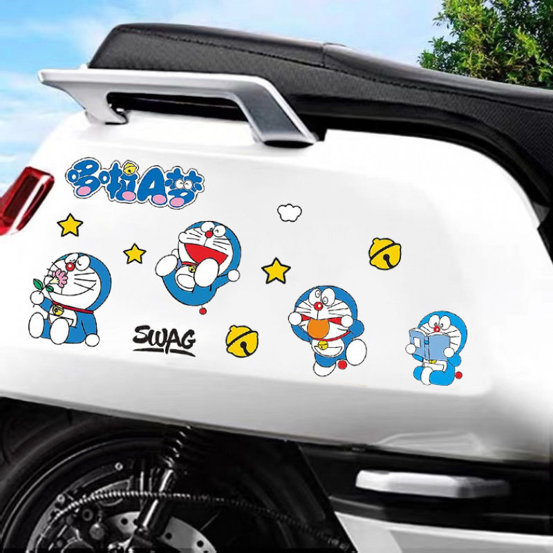 哆啦A梦车贴电动摩托叮当猫划痕遮挡遮盖贴汽车机器猫车身车门贴