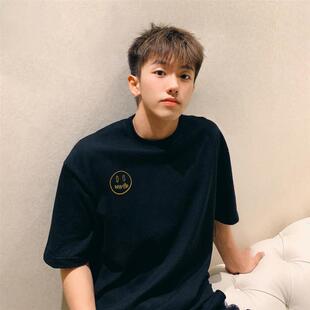 刺绣笑脸贾斯汀比伯男女同款潮牌FOG高街宽松简约纯棉短袖T恤