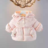 加绒外套 婴儿加厚棉衣小女孩羽绒棉服女宝宝冬装 女童棉袄冬季 新款