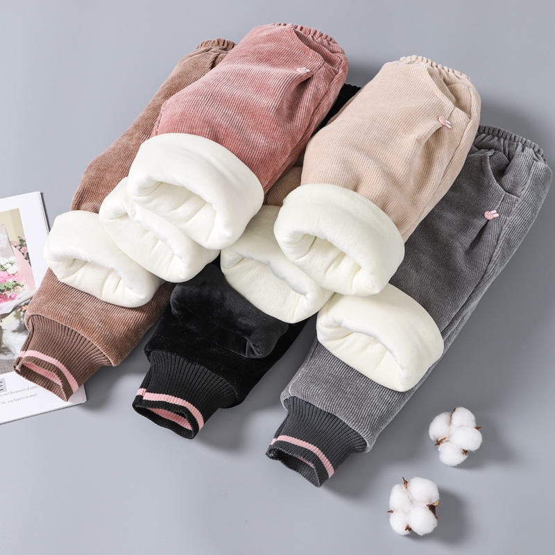 女宝宝加绒长裤冬季小女孩打底裤外穿棉裤1一4岁女童冬装加厚裤子