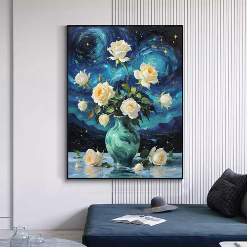 高级感星空花卉砖石画卧室点钻画