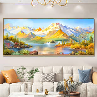 2025新钻石画靠背金山十字绣客厅大气景观景观钻石画办公室满是钻