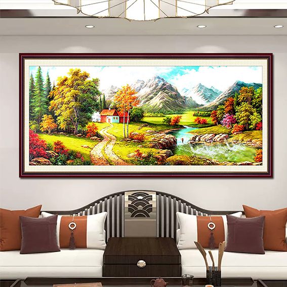 钻石画山水风景手工diy客厅砖石画高级感贴钻画水晶钻十字绣点钻