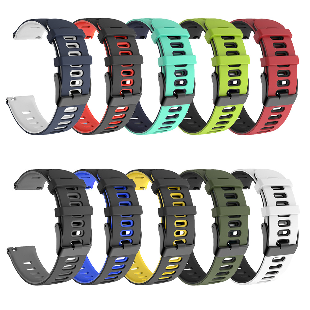 20mm 22mm双层色硅胶表带适用华为GT5三星Watch 46mm佳明Venu腕带