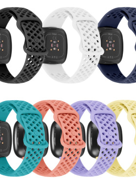适用Fitbit Versa 3洞洞款透气表带Fitbit Sense运动款硅胶腕表带