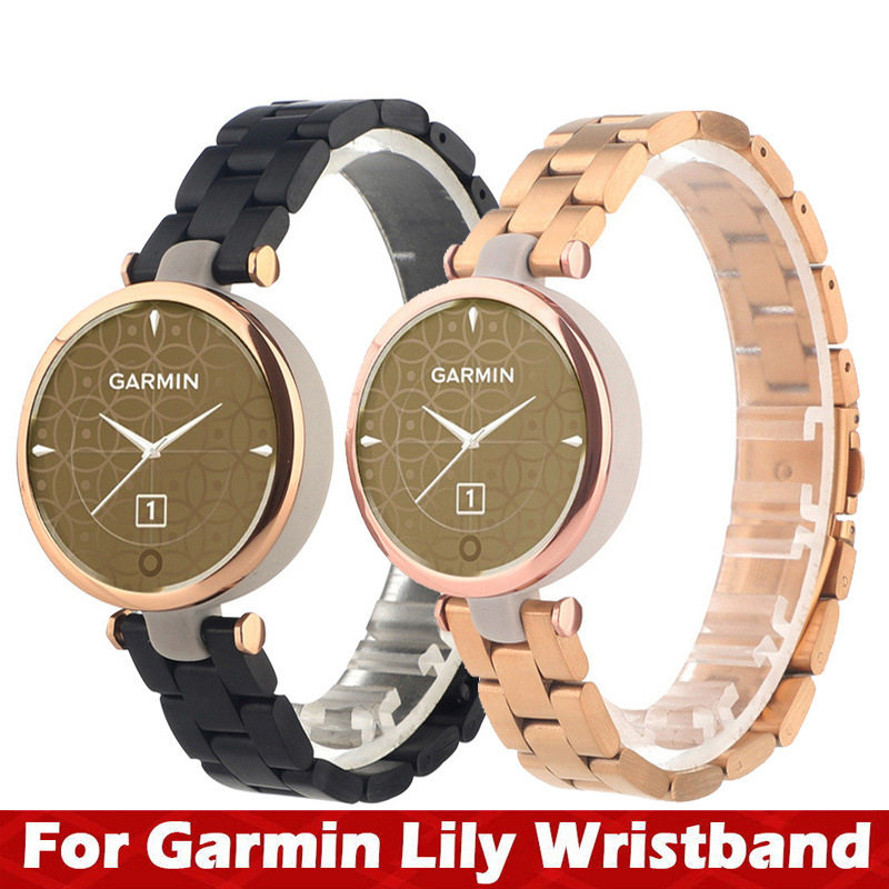 适用于佳明Lily三珠金属表带 Garmin Lily时尚女性不锈钢腕带钢带