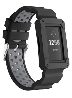 适用Fitbit Charge 3/4连体透气表带Charge3SE运动款硅胶腕带表带