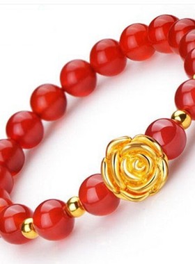 石榴石红玛瑙女士情侣水晶手串