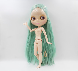 Blythe小布娃娃薄荷绿中分长直发19关节塑料娃娃女孩玩具送手组