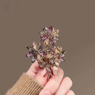 胸花女饰品别针复古 一折专区 高档水晶花朵胸针高级感小众时尚