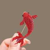 一折专区 高档胸花中国风红锦鲤水钻胸针别针大衣西服鲤鱼节庆