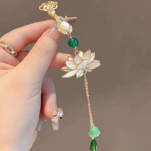 一折专区 中国风淡水珍珠莲花胸针女天然母贝旗袍压襟高档流苏