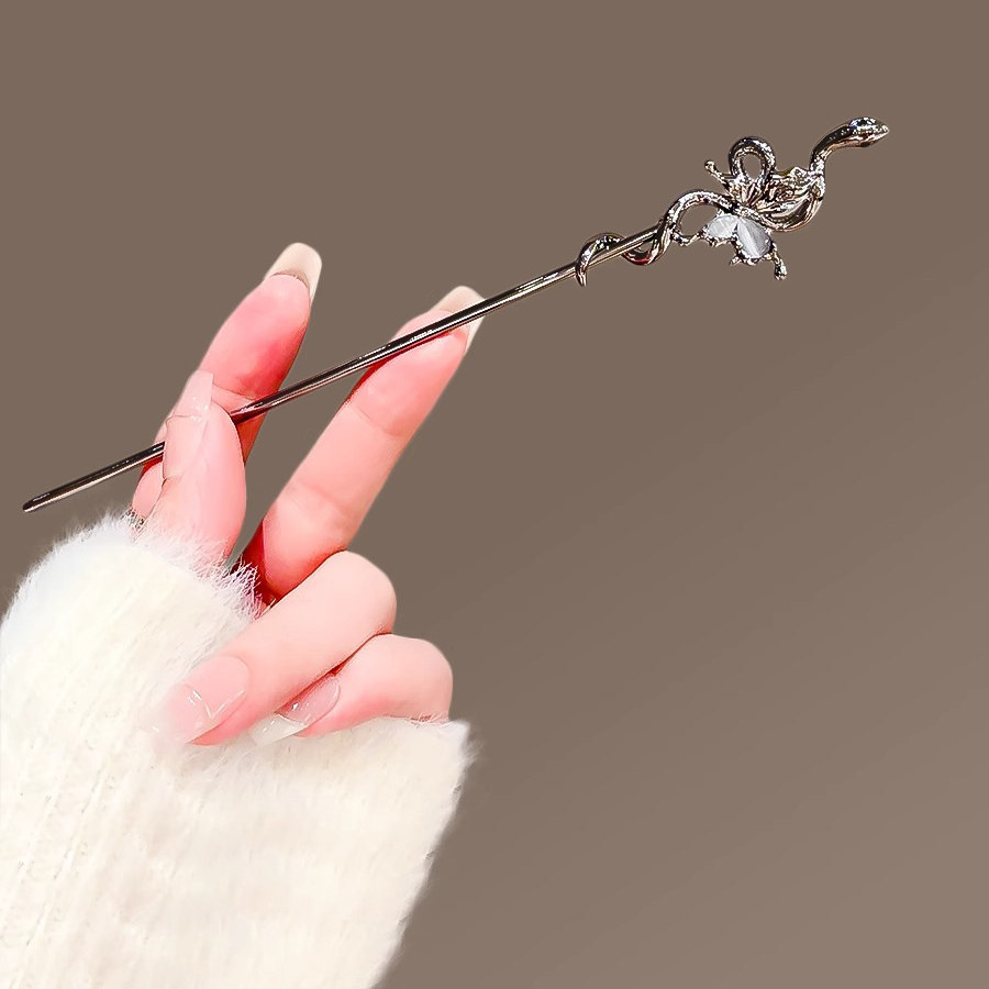 丨一折专区丨品牌撤柜丨古风国风蛇形猫眼蝴蝶发簪盘发簪子现代简