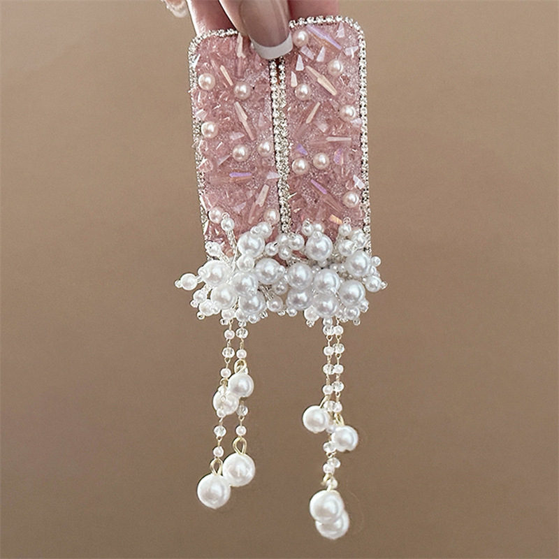 丨一折专区丨品牌撤柜丨超仙镶钻花朵水晶珍珠流苏发夹侧边BB夹