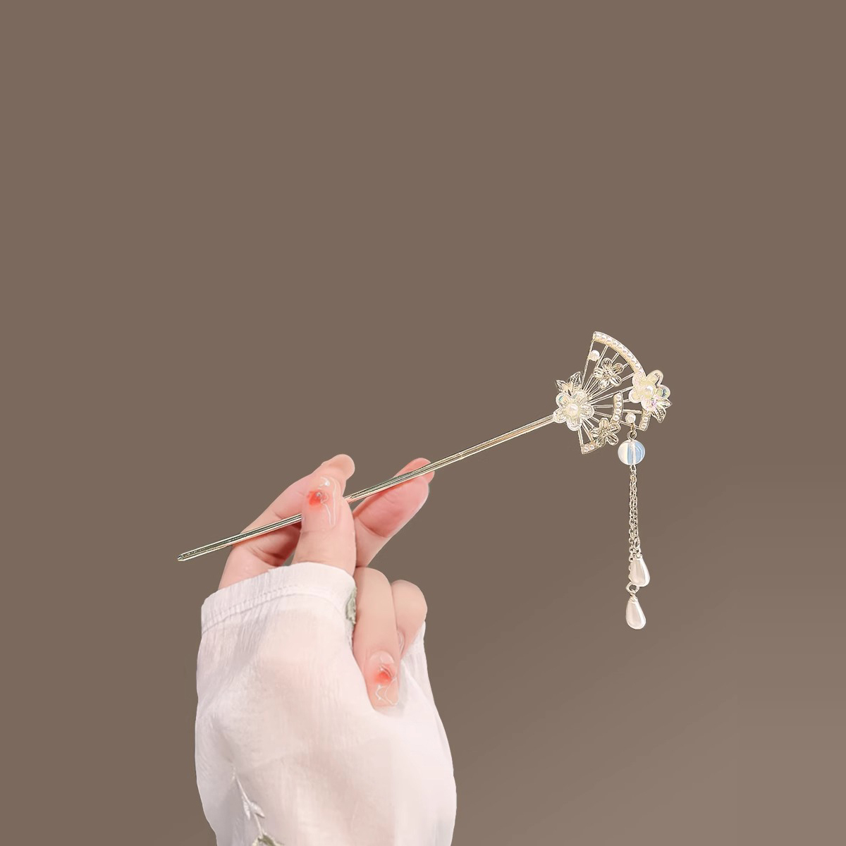 丨一折专区丨品牌撤柜丨新中式扇形发簪花朵流苏发钗古风盘发簪子