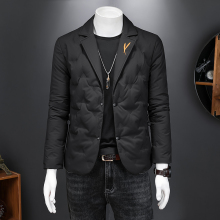 羽绒服男款西装领修身轻薄羽绒衣保暖压皱商务冬季新款大码外套潮