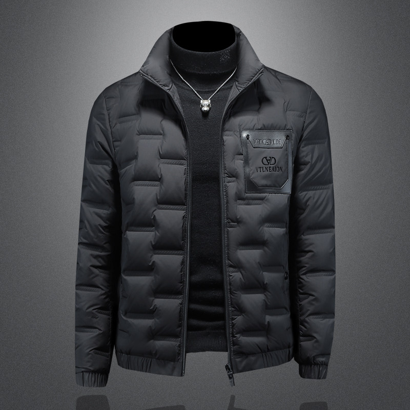 高端潮流冬季男士羽绒服立领商务简约修身保暖90绒白鸭绒轻薄外套