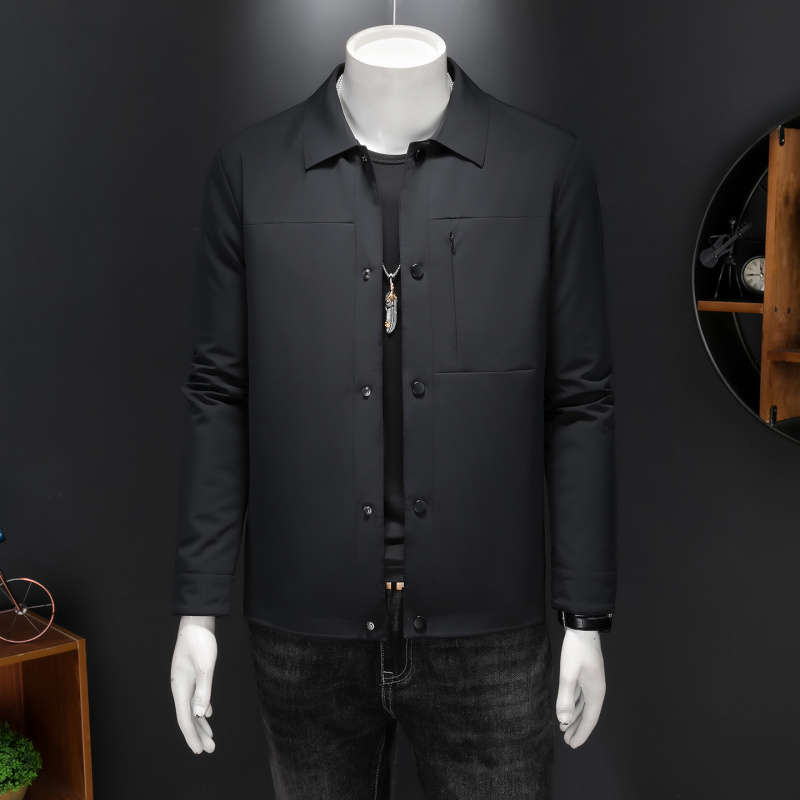 2025男士冬季新品轻薄高端短款羽绒服潮流纯翻领商务休闲修身外套