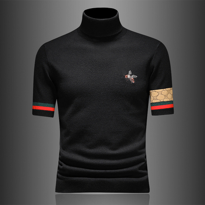 羊毛衫打底男2024新品男士冬季加厚半高领短袖羊毛毛衣针织衫男装