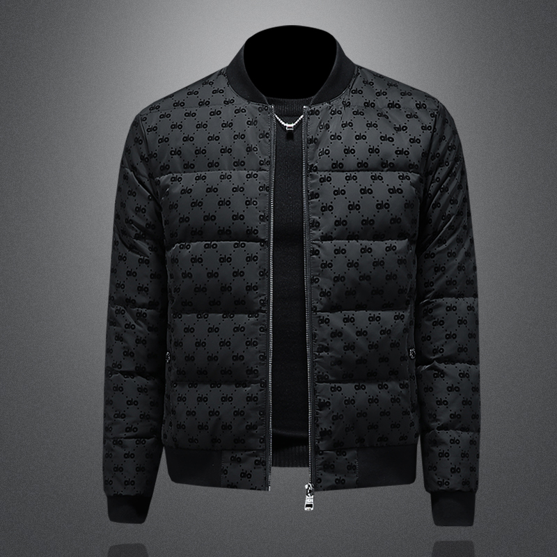 保暖外套男士上衣冬季新款高端90%白鸭绒圆领植绒羽绒服潮牌冬季