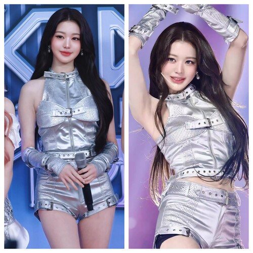 新款IVE女团张元英同款KPOP打歌服银色套装舞蹈爵士领舞演出服