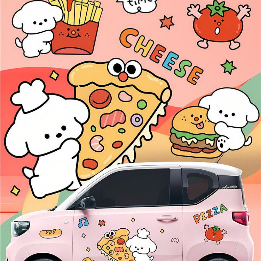 五菱宏光miniev车贴吃货小狗卡通装饰科莱威欧拉奇瑞冰淇淋车身贴