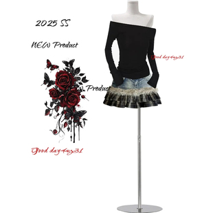 街头设计百褶短裙 复古毛绒格子拼接牛仔半身裙女2025新款 大码 美式