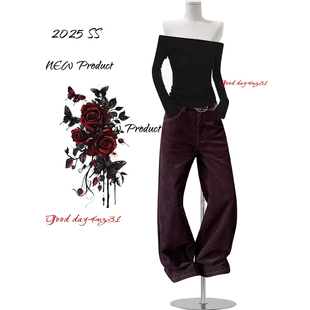 美式 街头宽松显瘦休闲长裤 复古水洗灯芯绒阔腿裤 新款 女秋冬季 大码