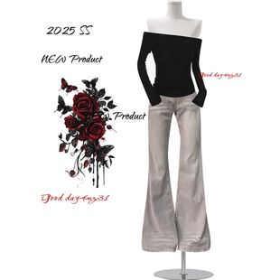 美式 街头显瘦喇叭裤 复古水洗猫须设计微喇牛仔裤 新款 女秋冬季 大码