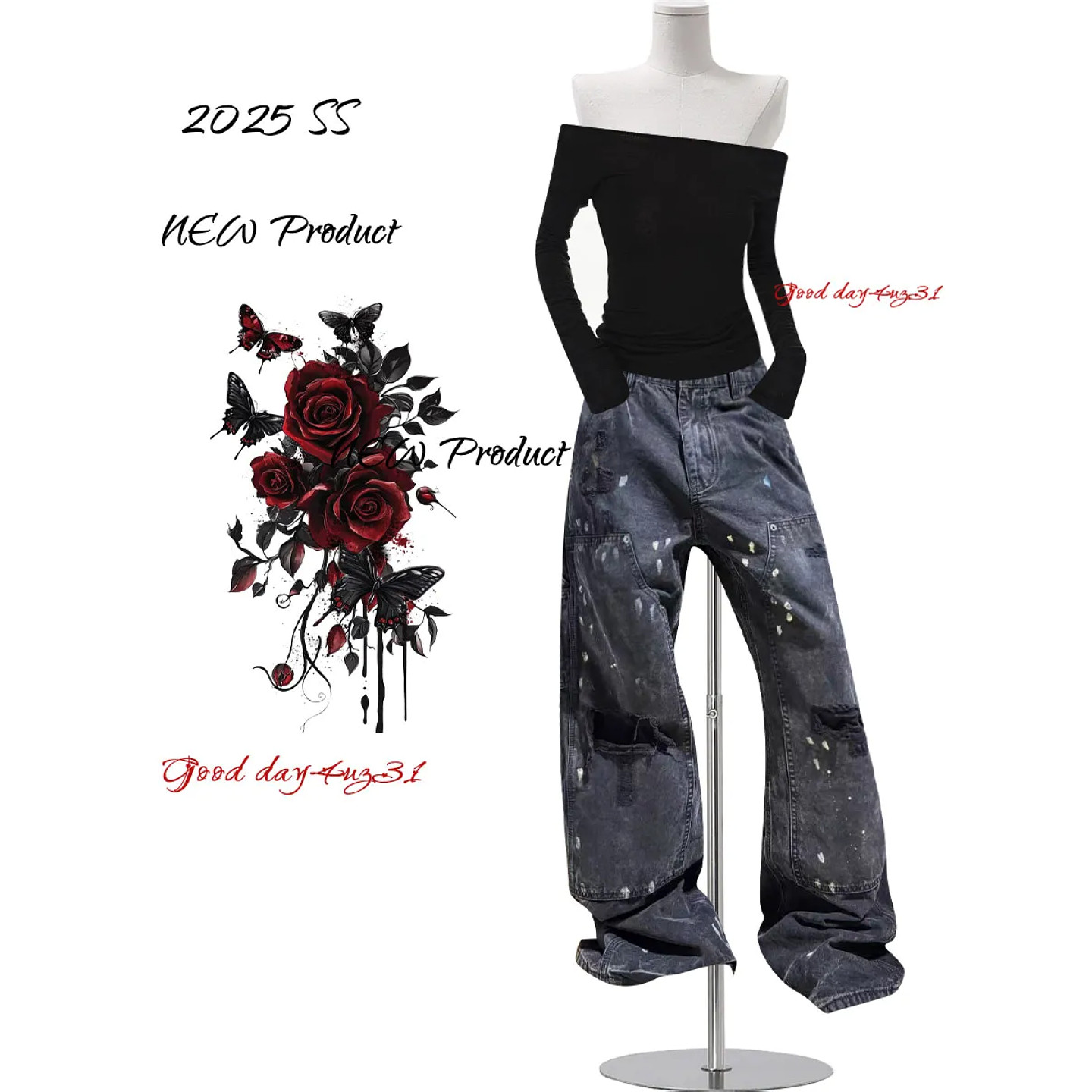 大码美式复古扎染磨破牛仔裤女春季新款街头百搭宽松设计感弯刀裤,女装/女士精品,大码裤装,淘宝优惠券,粉丝福利购,淘宝优惠卷