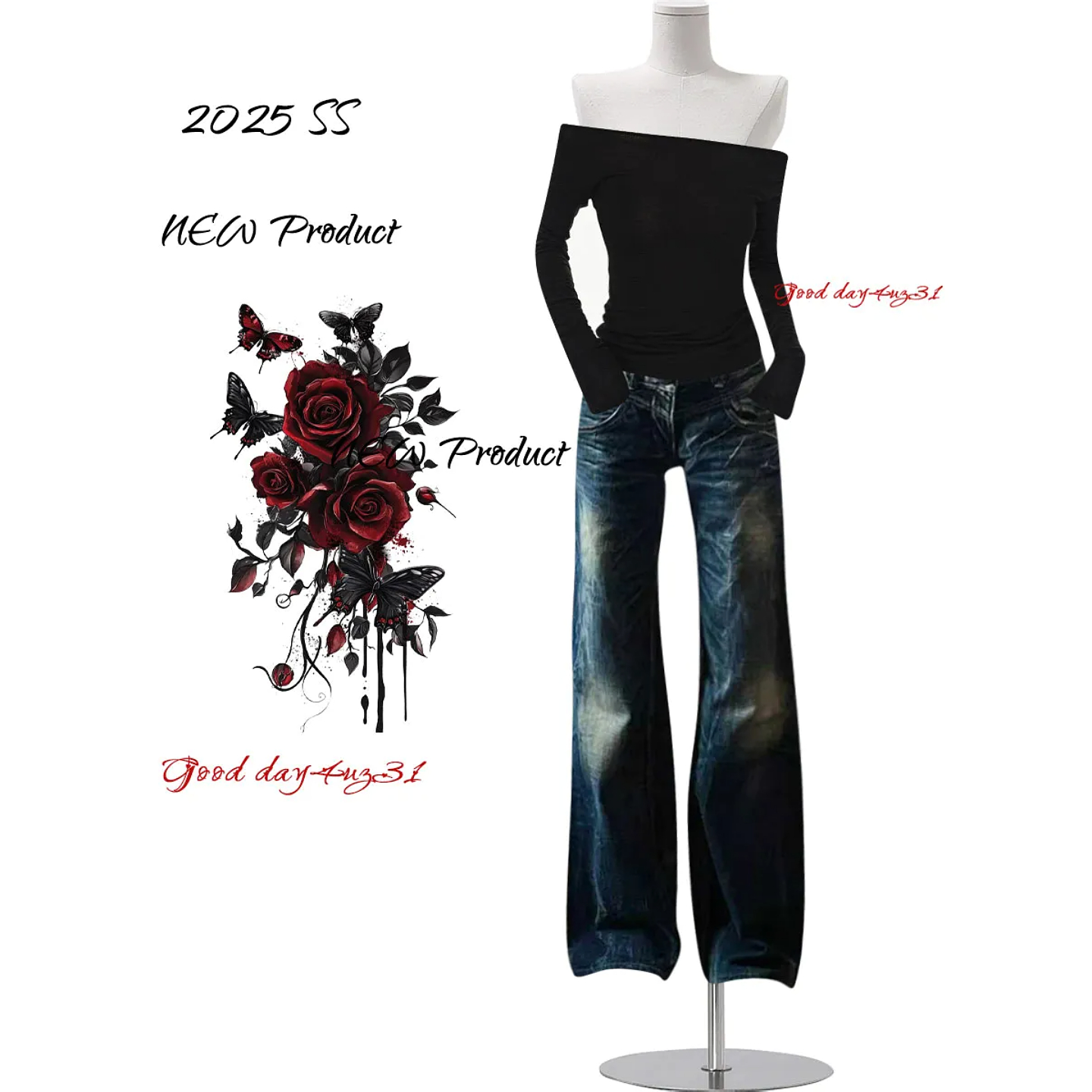 大码美式复古水洗磨白牛仔裤