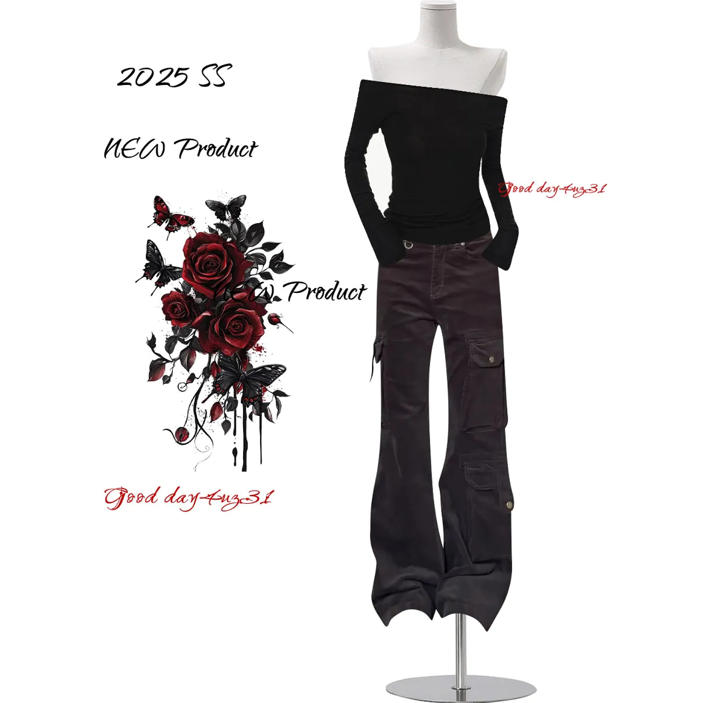 大码美式复古多口袋微喇牛仔裤