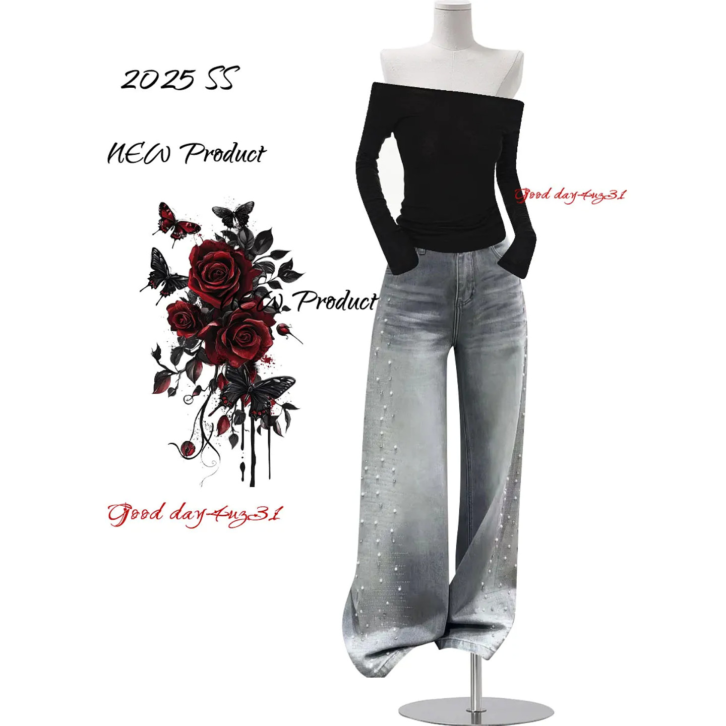 大码美式复古烫钻钉珠设计感牛仔裤女春季新款街头百搭显瘦阔腿裤,女装/女士精品,大码裤装,淘宝优惠券,粉丝福利购,淘宝优惠卷