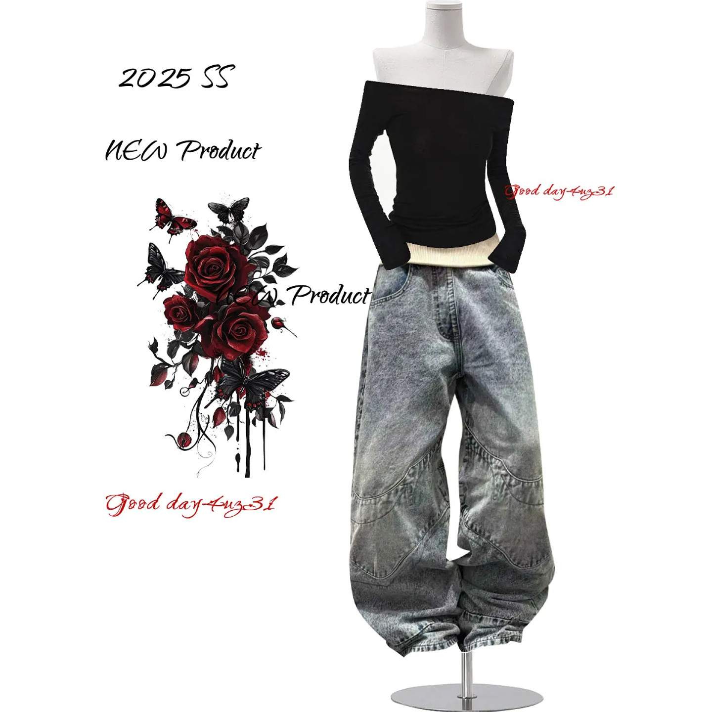 大码美式复古水洗阔腿牛仔裤女春季新款高街腰头拼接设计弯刀长裤,女装/女士精品,大码裤装,淘宝优惠券,粉丝福利购,淘宝优惠卷