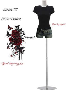 大码美式复古镂空v字腰头牛仔短裤女夏季新款街头辣妹显瘦热裤潮