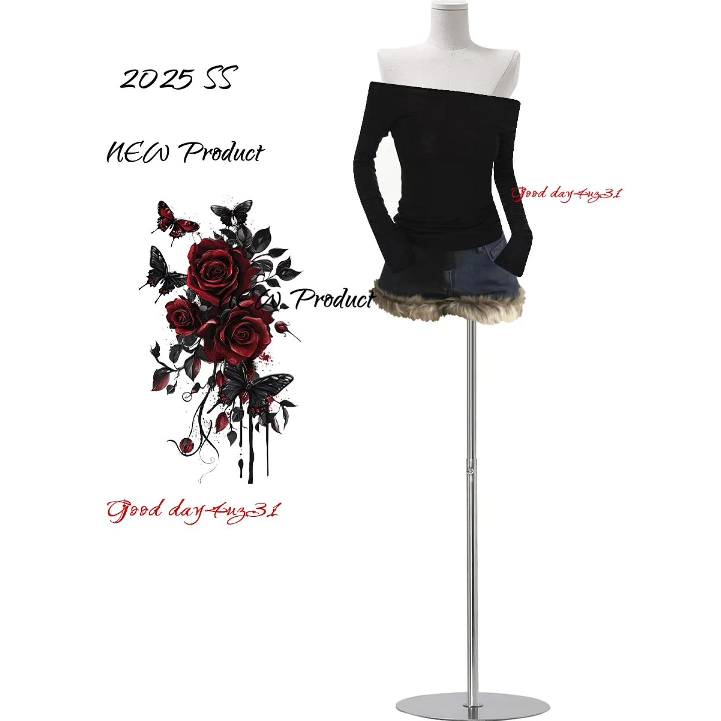 大码美式复古毛绒拼接牛仔短裤