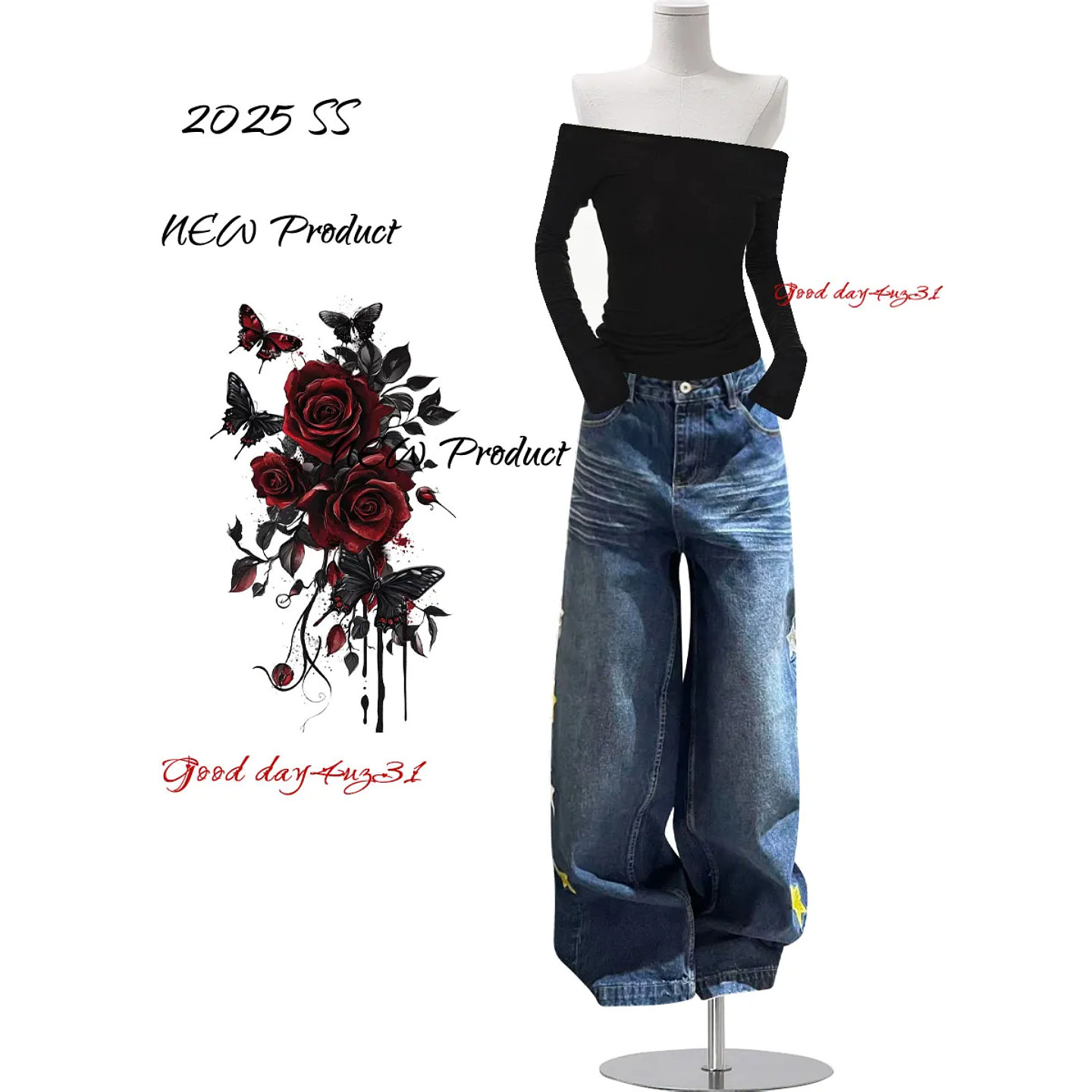 大码美式复古星星印花牛仔裤女春季新款街头时尚穿搭显瘦阔腿长裤,女装/女士精品,大码裤装,淘宝优惠券,粉丝福利购,淘宝优惠卷