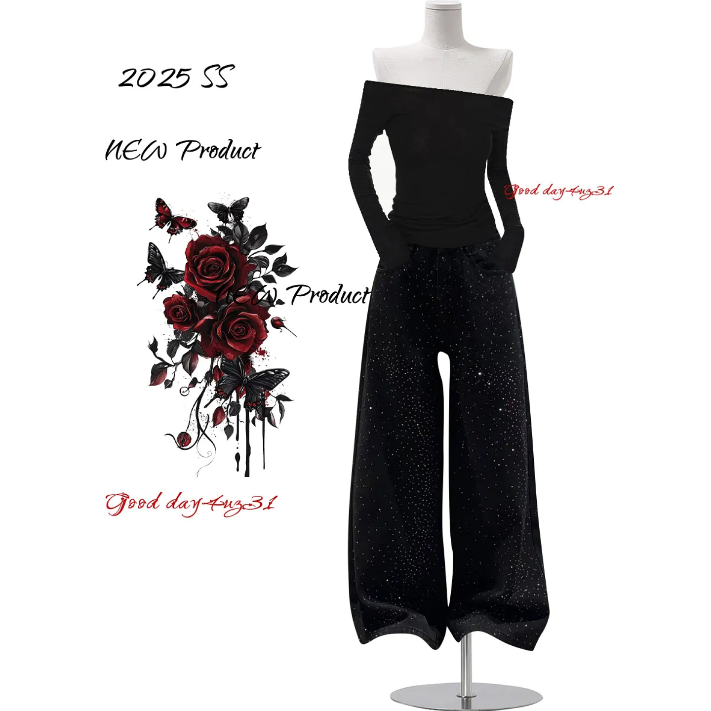 大码美式复古满天星烫钻牛仔裤