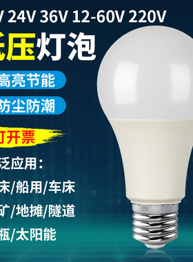 12V24V36V伏led灯泡AC交流低压防水E27螺口工地冷库灯机床工作灯