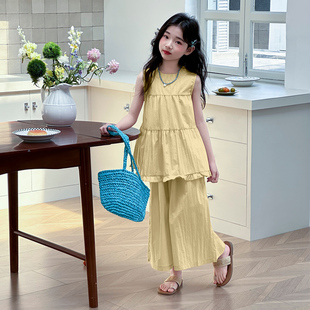 女童夏装套装2026新款儿童洋气时髦韩版无袖两件套女孩夏季衣服潮