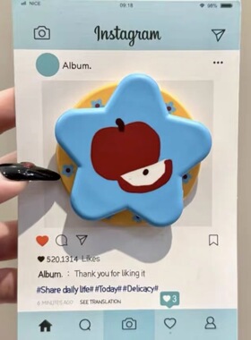 蓝底星星切片苹果磁吸支架适用 MagSafe手机强力磁吸伸缩支架桌面