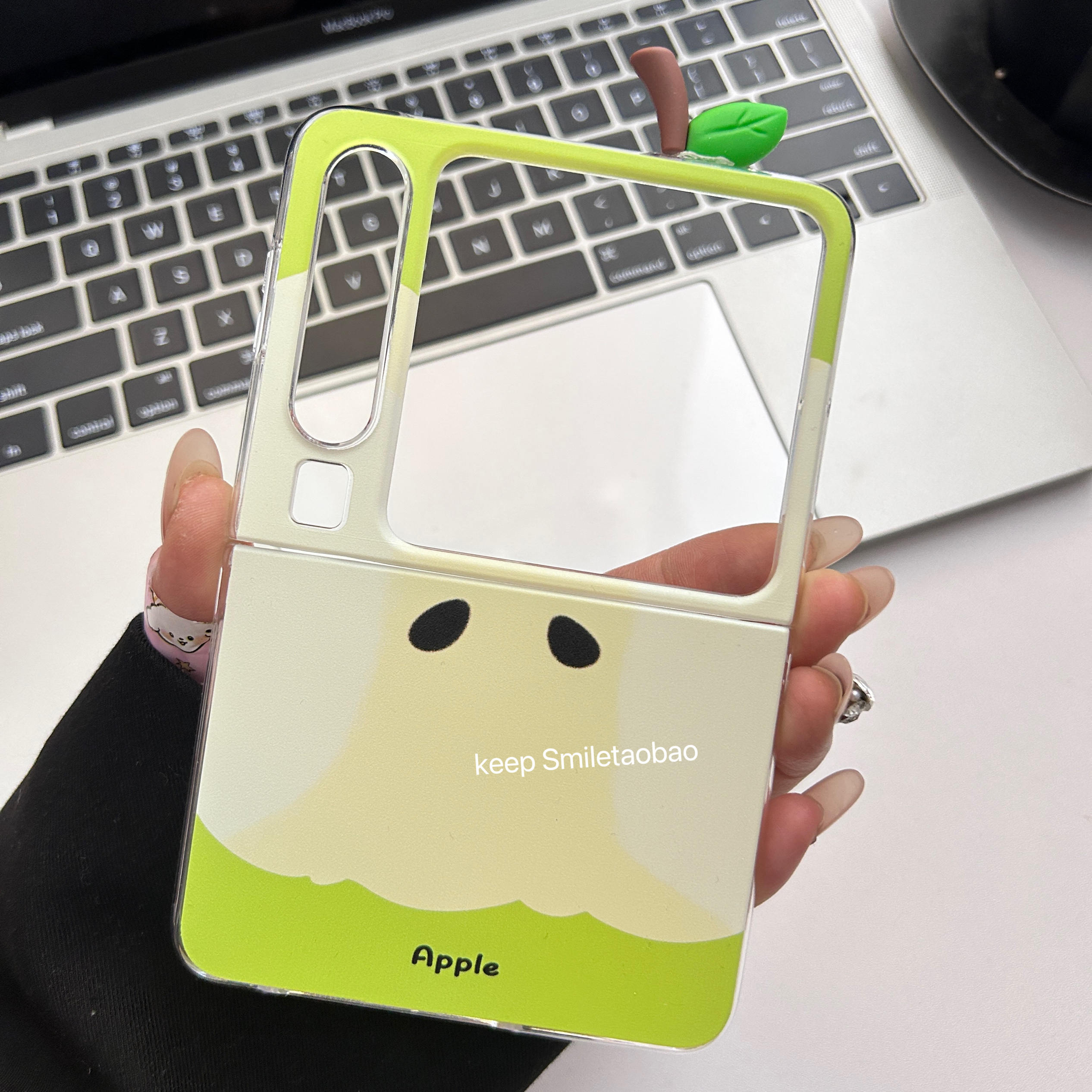 创意个性青苹果核立体叶子适用华为PuraX折叠屏手机壳小米mixflip新款pokcet2折叠三星zflip6/5硬壳oppo链条