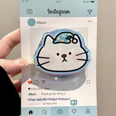 黄星星帽子猫咪磁吸支架适用于 MagSafe手机强力磁吸伸缩支架桌面