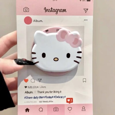 粉蝴蝶结猫咪头像磁吸支架适用 MagSafe手机强力磁吸伸缩支架桌面