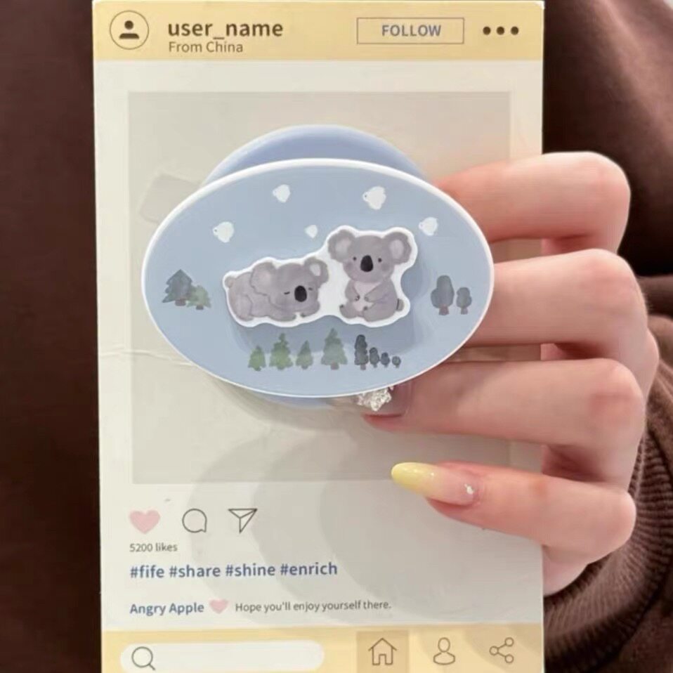 蓝底松树立体考拉磁吸支架适用 MagSafe手机强力磁吸伸缩支架桌面