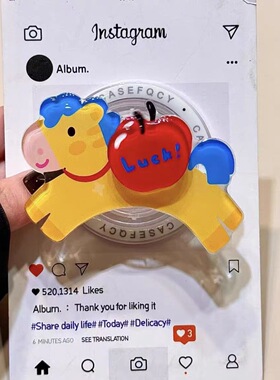 黄色小马旋转苹果磁吸支架适用 MagSafe手机强力磁吸伸缩支架桌面