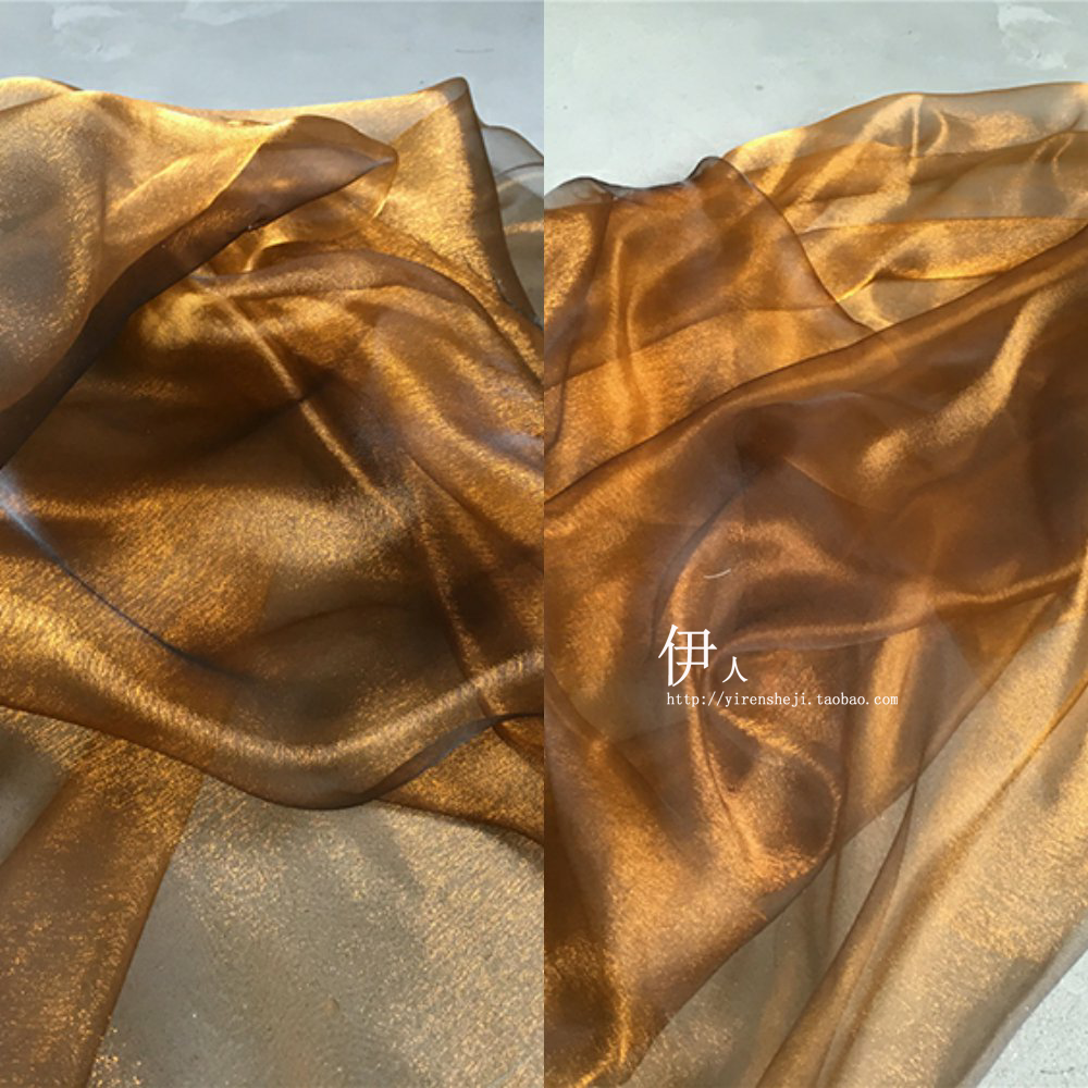 高档镭射礼服朦胧 烤焦了色的透视纱网纱 连衣裙幻彩设计师时装布